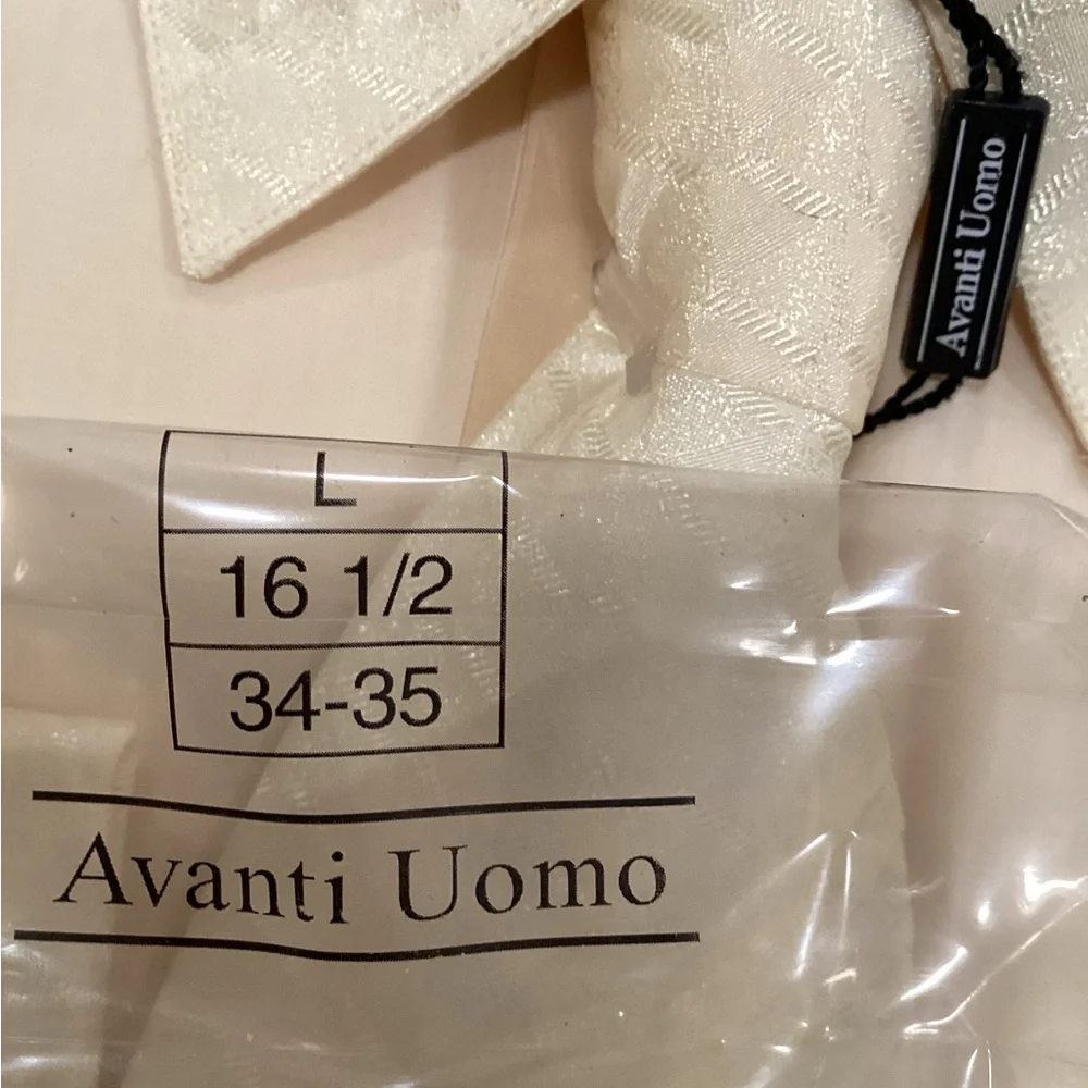 Avanti Uomo Ivory Men's Dress Shirt with Tie - Picture 7 of 11